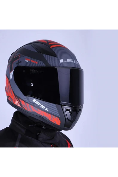 LS2 RAPID 2 XTREET MAT SIYAH - KIRMIZI KASK ürün görseli 1