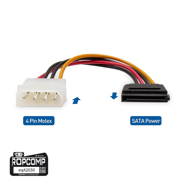 Ropcomp 4-Pin Molex Erkek - 15-Pin SATA Güç Dönüştürücü Kablo (20 cm) - Resim 4