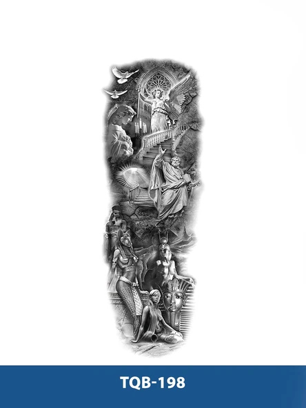 TQB-198 ZEUS VE MISIR FİRAVUNU DESEN GEÇİCİ KOL DÖVMESİ-TATTO ürün görseli