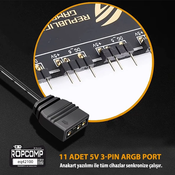 Ropcomp ARGB HUB 11 Port 5V 3-Pin ARGB ve Fan HUB - Resim 5