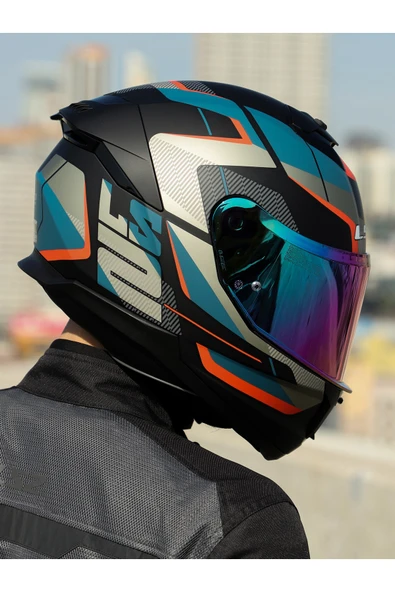 LS2 STREAM 2 ROAD MAT SIYAH-GRI-MAVI-KIRMIZI KASK ürün görseli 1