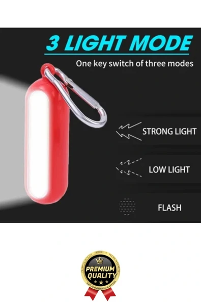 Premium Taşınabilir Kamp Okul Güçlü Işık Aydınlatma 3 Modlu Pilli Sarı Mini Led Anahtarlık El Feneri - 4