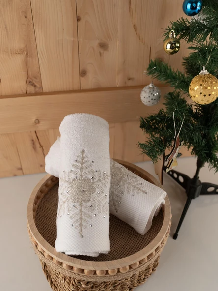 Pamuklu 2'li 45x70 cm Lüks & Modern Nakışlı Hediyelik Havlu Seti Baveno - Resim 10