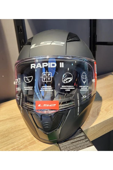 LS2 RAPID 2 SOLID MAT SIYAH KAPALI KASK