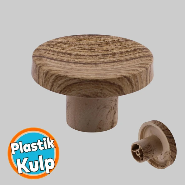 Bohem  Tek Vidalı İç Bükey Plastik Düğme Kulp Kubik Kayın Bej Renk Mobilya Dolap Çekmece Kulpu Kulbu ürün görseli
