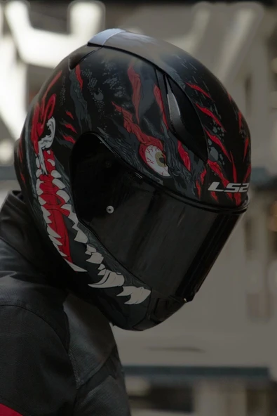 LS2 RAPID 2 KAIJU MAT SIYAH-KIRMIZI-BEYAZ KASK - 5