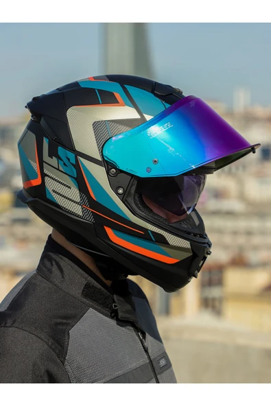 LS2 STREAM 2 ROAD MAT SIYAH-GRI-MAVI-KIRMIZI KASK - Resim 8