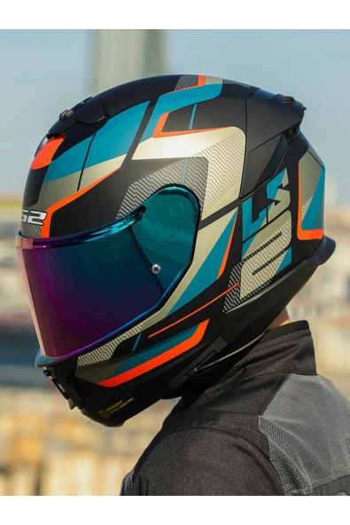LS2 STREAM 2 ROAD MAT SIYAH-GRI-MAVI-KIRMIZI KASK - Resim 7