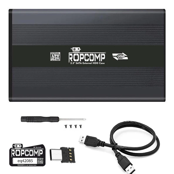 Ropcomp 2.5" USB 2.0 Sata Harici HDD Kutusu Type-C Dönüştürücülü - Resim 4