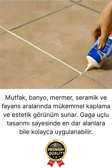 Profesyonel Kolay Kullanıma Hazır Zemin Duvar Onarma Gaga Uçlu Tüp Fayans Arası Derz Dolgu Bej - Resim 2