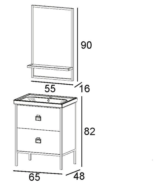 Denko Dila 65 cm (Hazar) Banyo Dolabı (Alt Modül Lavabo) - Resim 3