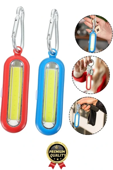 Premium Taşınabilir Kamp Okul Güçlü Işık Aydınlatma 3 Modlu Pilli Sarı Mini Led Anahtarlık El Feneri - 6