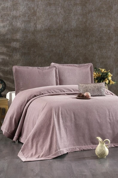 Evita Şönil Çift Kişilik Yatak Örtüsü 260x260 cm Gül Kurusu ürün görseli