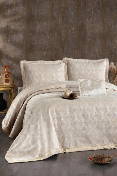 Podyum Şönil Çift Kişilik Yatak Örtüsü 260x260 cm Gold ürün görseli