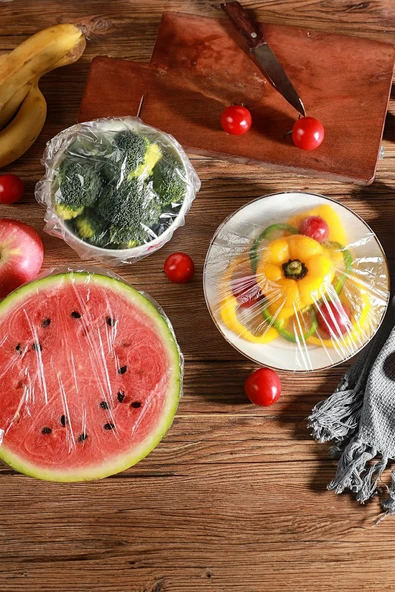 Tilbe Home 100 Adet Şeffaf Bone Pratik Tazeliği Koruyan Tencere Tabak Bonesi Gıda Koruma Saklama Kapak Bonesi - 2