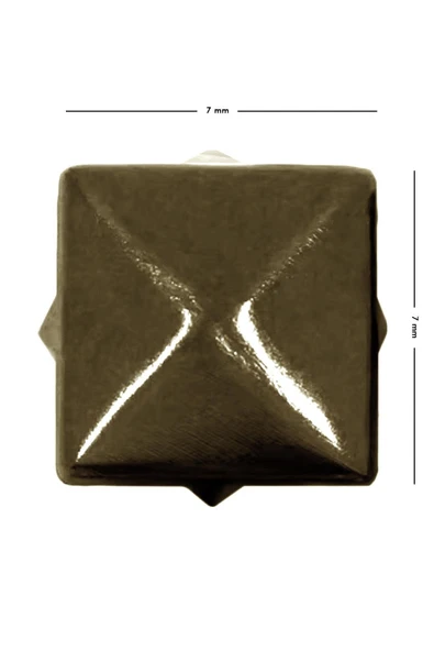 Süs Tırnaklı Antik Renk Çakma Kare Piramit 7 mm 20 Adet Metal Trok - Resim 4