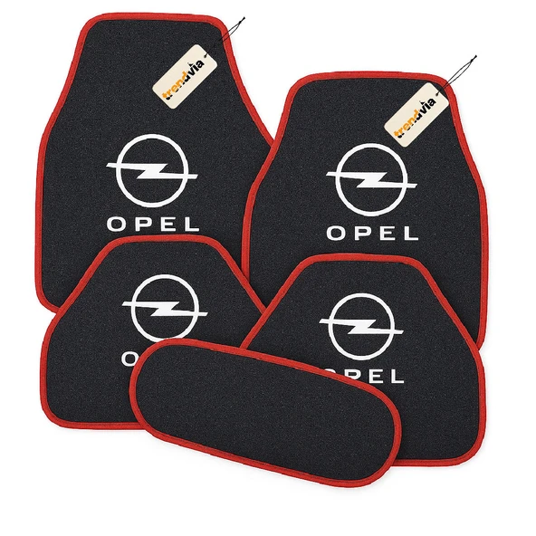 Antrasit Kırmızı Renk Opel Logolu Oto Halı Paspas Seti 5’li Kaymaz Tabanlı, Yıkanabilir, Dayanıklı Araç İçi Zemin Koruma Takımı
