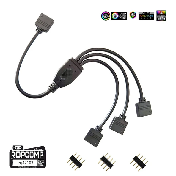 Ropcomp PC Kasa ve LED Aydınlatma için 3 Çıkışlı 4-Pin RGB Splitter ürün görseli