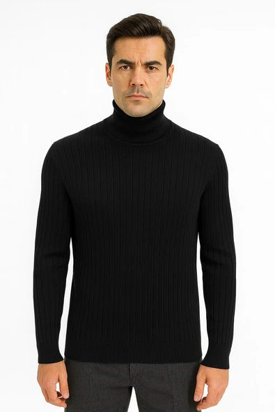 Huffa Desenli Erkek Slim Fit Boğazlı Erkek Triko-7431