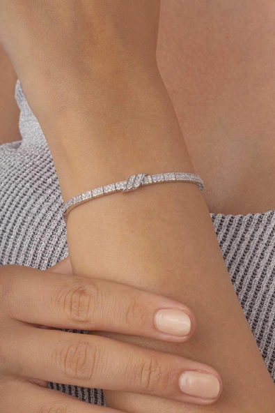 Gümüş Pazarım Su Yolu Kemerli 925 Ayar Gümüş Bileklik - Resim 3