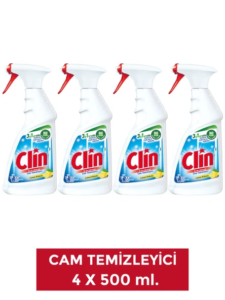 Clin 4 Adet Limon Cam Yüzey Temizleyici 500 ml