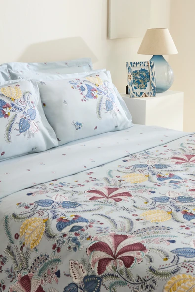 Seliya %100 Pamuk Tek Kişilik Nevresim Takımı Mavi - Resim 5