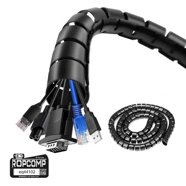 Ropcomp Spiral Kablo Kanalı Kablo Düzenleyici Toplayıcı Tutucu 1.5M 28mm (Siyah) ürün görseli