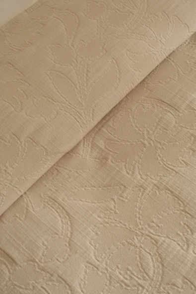 Lavinya %100 Pamuk Çift Kişilik Yatak Örtüsü Takımı Bej - Resim 2