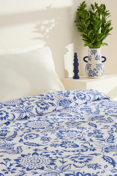 Sven %100 Pamuk Çift Kişilik Tek Pike Mavi - Resim 3