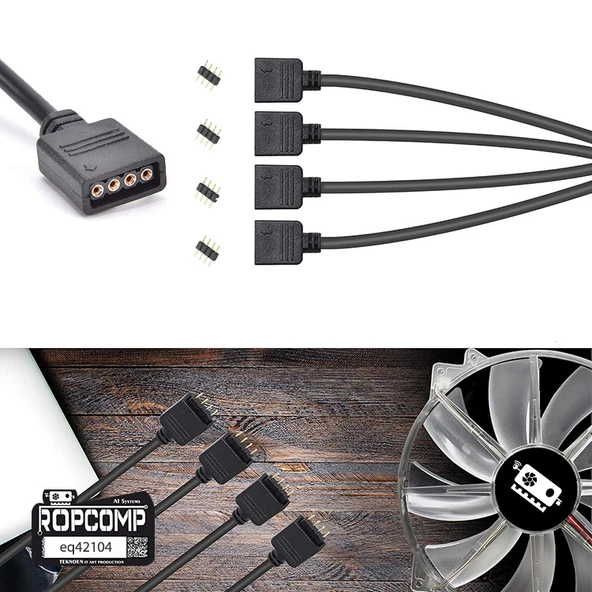 Ropcomp PC Kasa ve LED Aydınlatma için 4 Çıkışlı 4-Pin RGB Splitter - Resim 2