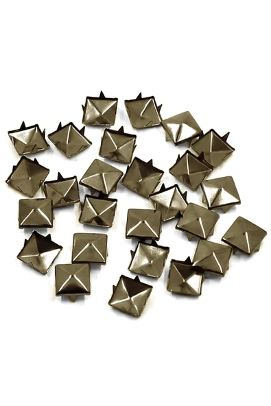 Süs Tırnaklı Antik Renk Çakma Kare Piramit 7 mm 20 Adet Metal Trok - Resim 2