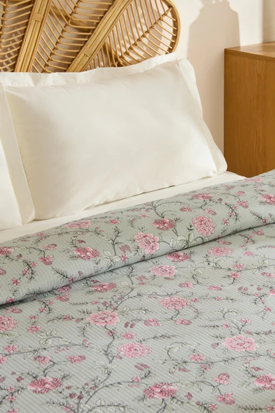 Nymira %100 Pamuk Çift Kişilik Tek Pike Mint - Resim 5