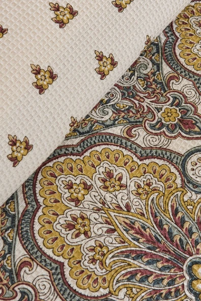 Cherly %100 Pamuk Tek Kişilik Pike Takımı Hardal - Resim 5