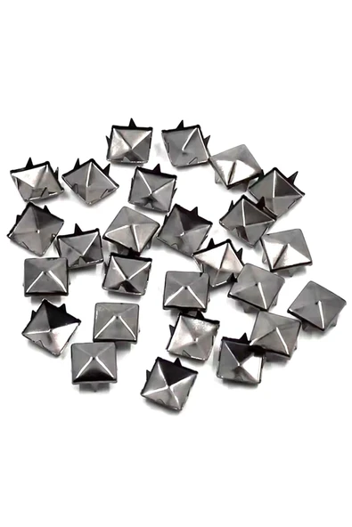 Süs Tırnaklı Platin Çakma Kare Piramit 7 mm 20 Adet Metal Trok - Resim 2