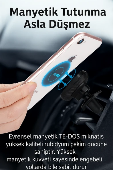 Çift Fonksiyonlu Hem Klimalığa Hem Topridoya Takılabilen Araç İçi Telefon Tutucu - 5