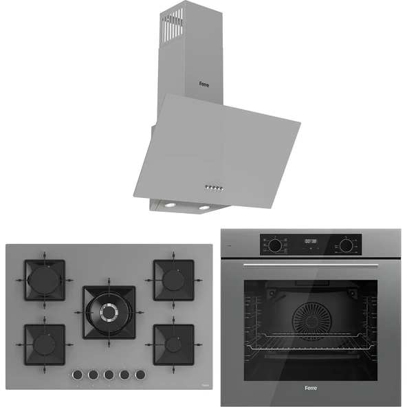 Ferre Flowart Florenz Essential Gri 3'lü Ankastre Set ( QBL63CPR-SS038-D088 ) ürün görseli 1