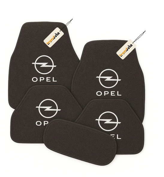Antrasit Renk Opel Logolu Oto Halı Paspas Seti 5’li Kaymaz Tabanlı, Yıkanabilir, Dayanıklı Araç İçi Zemin Koruma Takımı