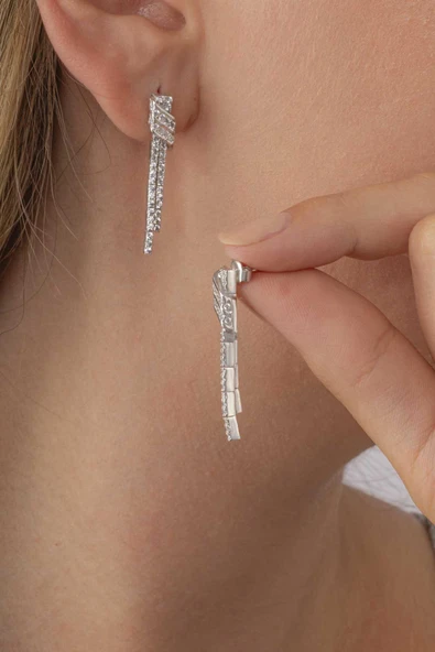 Gümüş Pazarım Su Yolu Kemerli 925 Ayar Gümüş Küpe ürün görseli 1