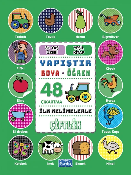 İlk Kelimelerle Çiftlik - Yapıştır-Boya-Öğren ürün görseli