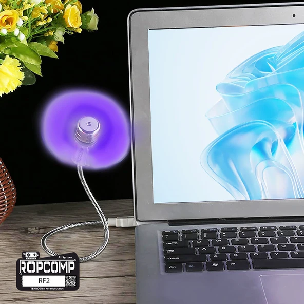 Ropcomp Mini USB LED Fan + Type-C Dönüştürücü - Resim 5