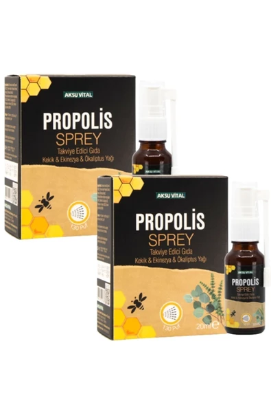AKSU VİTAL Propolis Sprey Kekik Ekinezya Okaliptus Ilaveli 20 Ml X 2 Adet