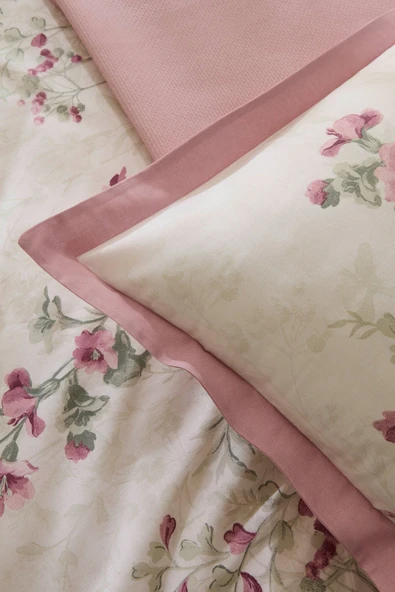 Mia %100 Pamuk Çift Kişilik Nevresim Pike Takımı Gül Kurusu ürün görseli