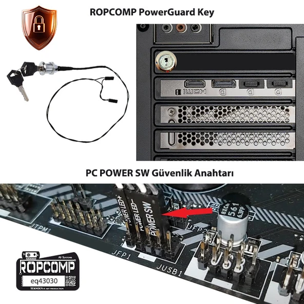 Ropcomp PowerGuard Key PC POWER SW Güvenlik Anahtarı - Resim 4