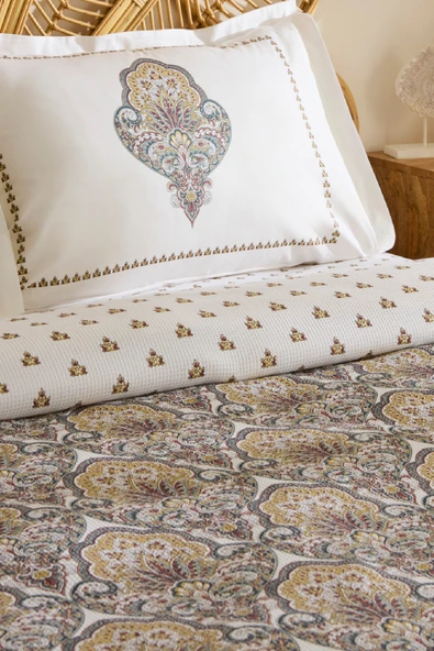 Cherly %100 Pamuk Çift Kişilik Pike Takımı Hardal - Resim 3