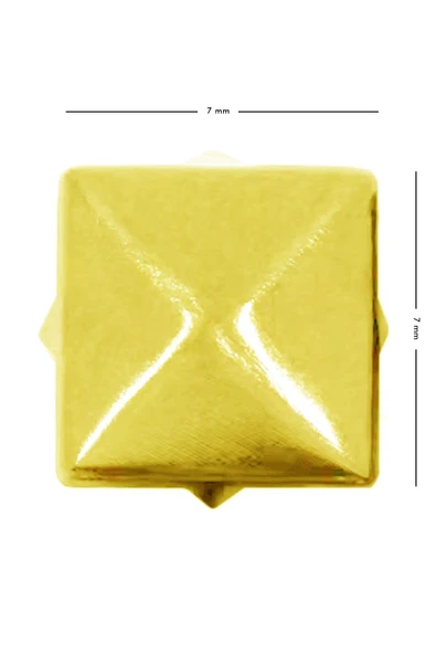Süs Tırnaklı Altın Renk Çakma Kare Piramit 7 mm 20 Adet Metal Trok - 4