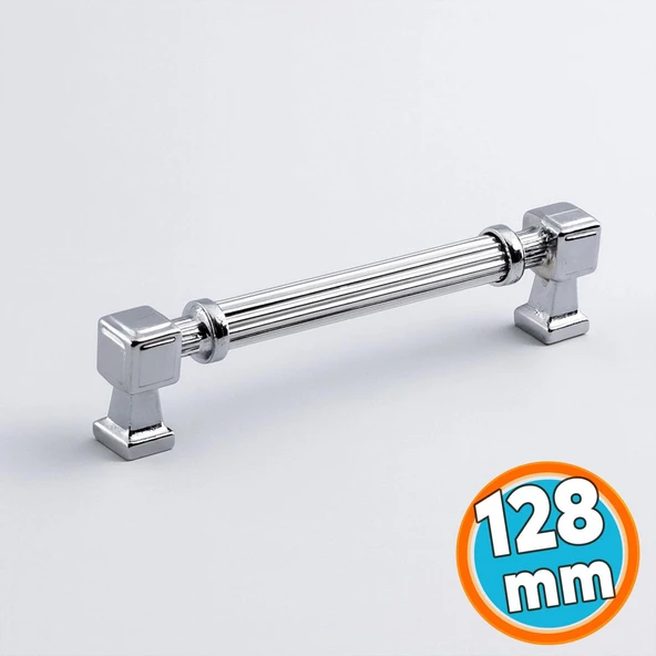 Mobilya Çekmece Mutfak Dolabı Dolap Kulpları Kulb 22.4 cm 128 mm Çizgili Krom Renk Metal Kulp ürün görseli