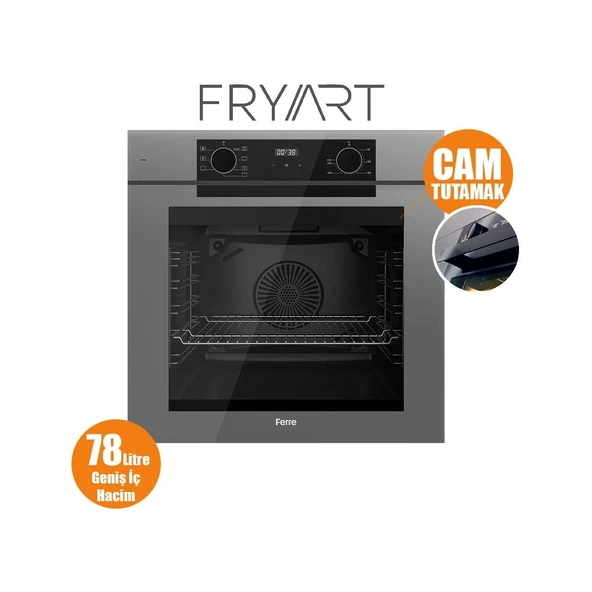 Ferre Fryart-Sılentart Serisi Gri Set (SS038 + QEP63CPR +D079-SA) - Döküm Izgara / 75 cm Ocak - Resim 4