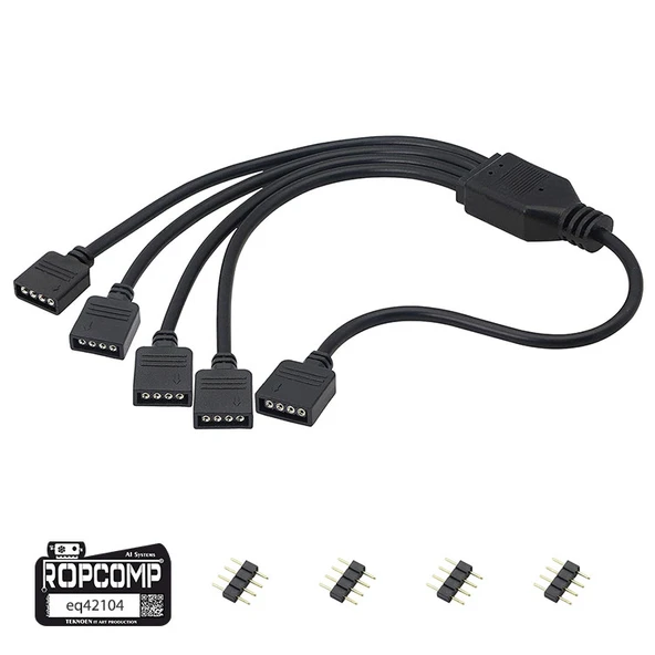 Ropcomp PC Kasa ve LED Aydınlatma için 4 Çıkışlı 4-Pin RGB Splitter ürün görseli