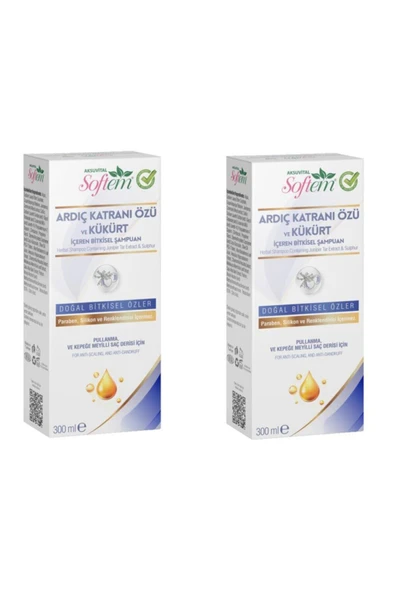 SOFTEM Aksu Vital Ardıç Katranı Özü Ve Kükürt Şampuan 300ml X 2 Adet