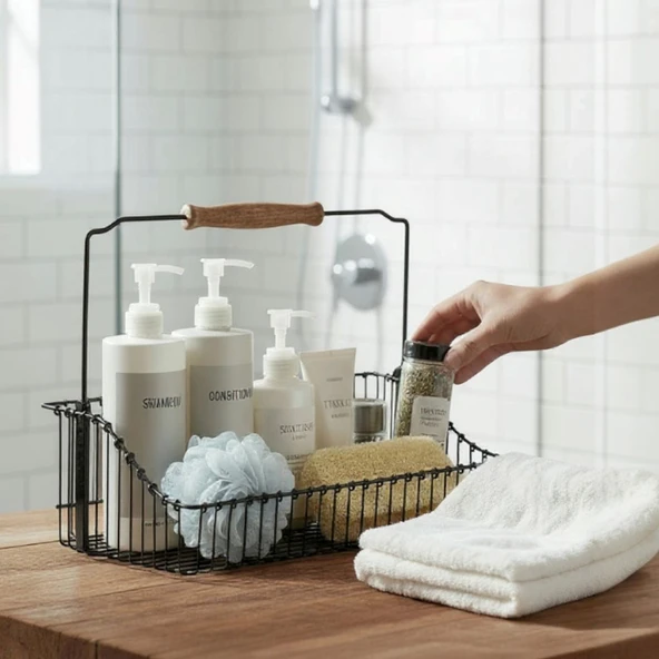 Technow Vip Ahmet VP-168  20*30 cm Mutfak Banyo Ferforje Metal Sepet - Resim 3